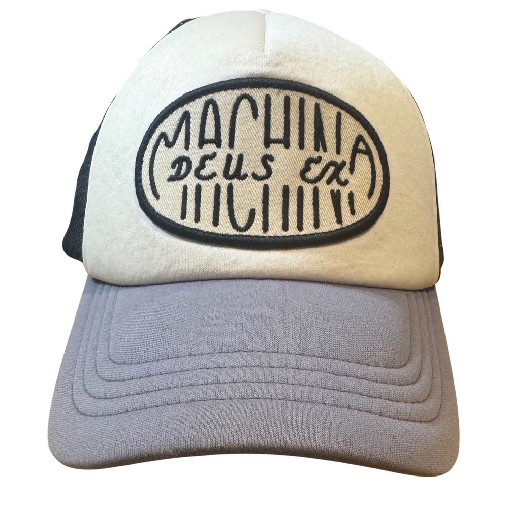 Deus Ex Machina Trucker Hat White Grey Mesh Snapback Mens OSFM